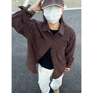 320G厚实灯芯绒衬衫男秋冬款休闲宽松复古长袖衬衣CS027-P35图片