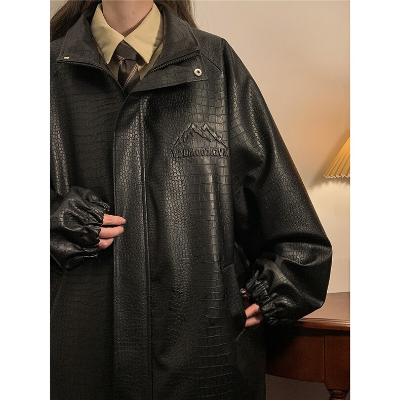 2026中性风鳄鱼纹钢印图案设计大码M-5XL潮流休闲夹克JK77747P85，男装夹克，星座227-7