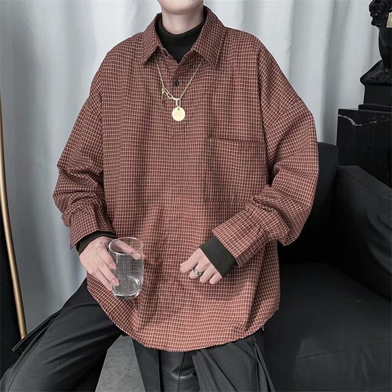 长袖衬衫男港风日系韩版潮流帅气衬衣C41P38图片