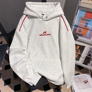5728-P56潮牌新款设计感刺绣宽松保暖情侣加绒卫衣图片