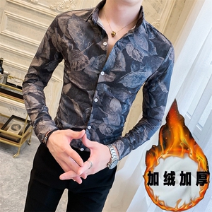 312A-5-835-P60  店主英伦韩版潮流加厚加绒衬衫休闲修身上衣图片