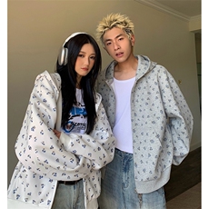 2026秋季新款卫衣5Q1101-TP5588美式小碎花连帽卫衣休闲情侣，男装卫衣，电商A102