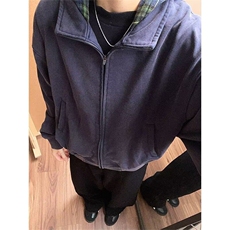 【有货】DW69-P60美式休闲拼接格纹连帽卫衣时尚男女假两件休闲潮，男装卫衣，星座603-2
