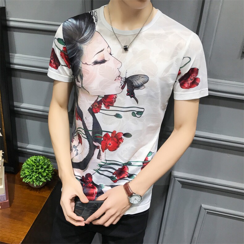 2021夏季新款美女印花短袖T恤男钱塘3029-8901真模,男装T恤,钱塘6006(原3029)