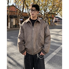 结构设计美式冬季棉服复古麂皮绒短款宽松加棉外套986P118，男装棉衣，电商A458A