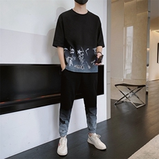 夏季新款短袖T恤套装青少年休闲宽松潮流两件套男装F308P68，男装休闲套装，电商A086