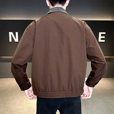 秋季牛仔翻领拼接假两件夹克男休闲百搭外套潮流上衣，男装夹克，电商A239