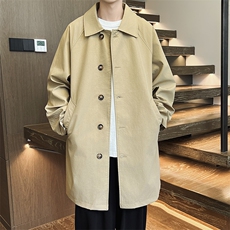 春装潮流时尚简约中长款风衣男休闲大码外套F88特P80，男装风衣，电商C323