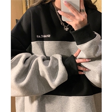 中性风春装新款潮街头宽松撞色卫衣字母绣花外套潮D240-P58，女装短外套，电商A335-1（原A458）