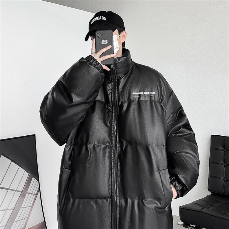 冬季字母印花皮棉衣男立领加厚男士棉服潮流棉袄A266-PY2101-P110,男装棉衣,电商A266