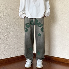 高品质秋款男牛仔裤字母五角星扎染印花休闲长裤NK600P50，男装牛仔裤，星座1013-1