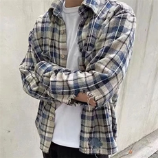 DM10-批55老钱风纯棉磨毛格纹冷冬与众不同羽绒衬衫，男装衬衫，星座603-2