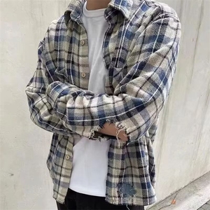 DM10-批55老钱风纯棉磨毛格纹冷冬与众不同羽绒衬衫图片