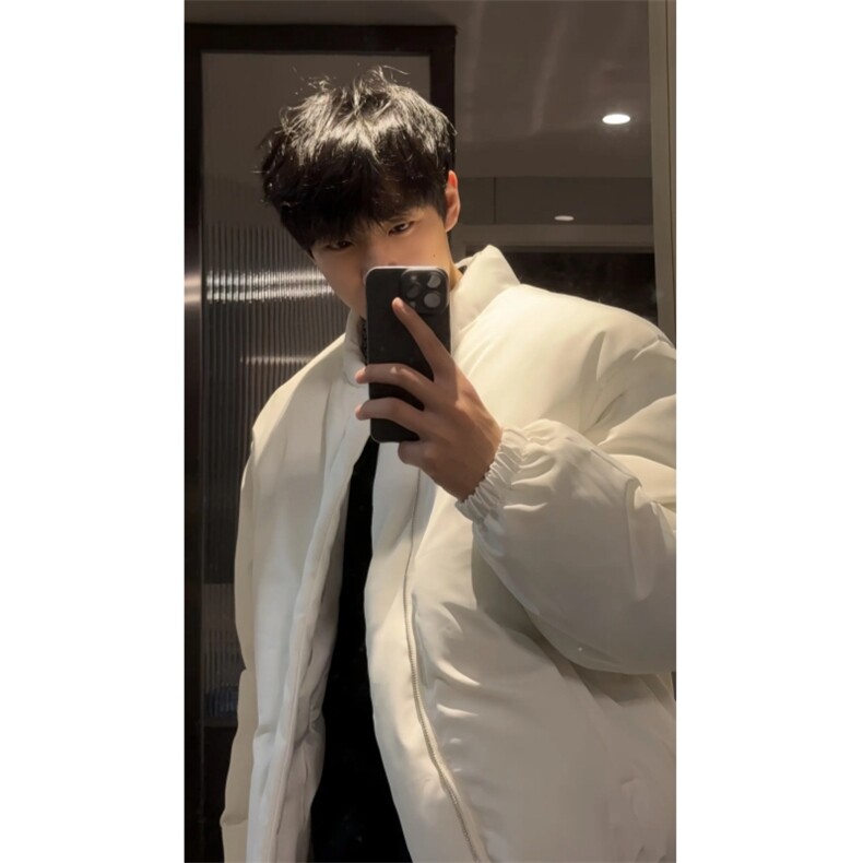 （现货）白色棉服面包服短款自制款,男装棉衣,星座910A