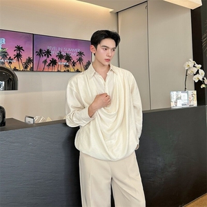 杏色春季男装气质简约时尚百搭休闲通勤潮流衬衫套头A345-633-P90图片