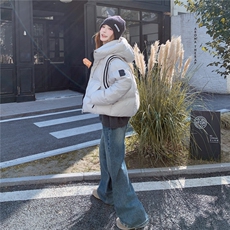 短款连帽羽绒服女2025冬季新款时尚学院风加厚保暖面包服外套，女装羽绒服，慧尚依恋