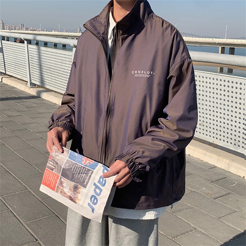 春秋反光外套潮牌宽松百搭潮流ins港风日系原宿风夹克W1189-P57,男装夹克,星座512-4