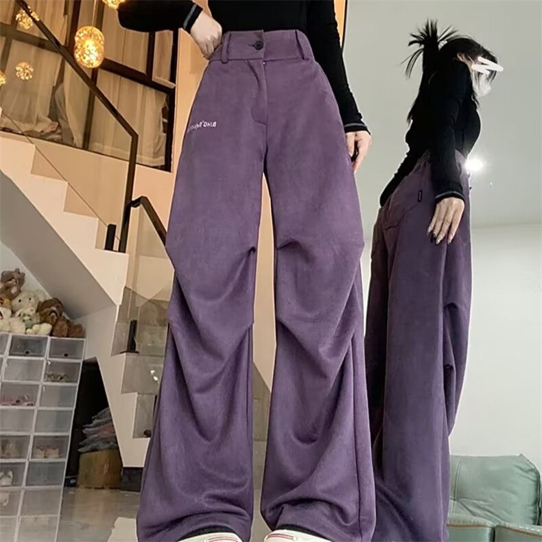 美式复古阔腿伞兵裤工装裤男女秋季高街宽松设计感情侣休闲裤男生，男装休闲裤，四季星座218-1