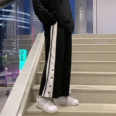 运动裤男夏季潮牌潮流直筒阔腿裤休闲痞帅潮牌排扣篮球裤K403-P35，男装休闲裤，星座1008