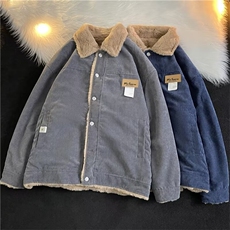 高品质冬男灯芯绒棉衣字母贴标羊羔毛棉服加绒加厚棉袄MY6571P70，男装棉衣，星座1013-1