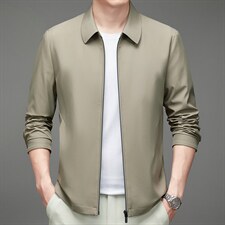 商务休闲中老年男士翻领夹克外套秋季气质茄克外套MNSAJ7009-P140，男装夹克，电商B212（原钱塘6029）
