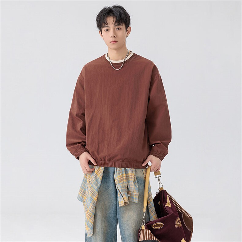Y6000P29港风撞色拼接圆领卫衣男潮流百搭上衣外,男装卫衣,星座1204
