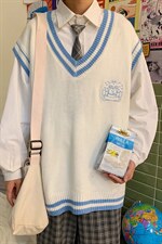 2021新款原宿风V领dk毛衣马甲慵懒高级感针织背心坎M159-P32，男装背心/马甲，星座512-4
