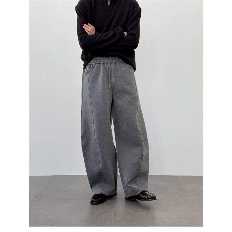 立体裁剪男士卫裤春季弯刀微阔休闲裤设计款宽松509P90，男装休闲裤，电商B332-1