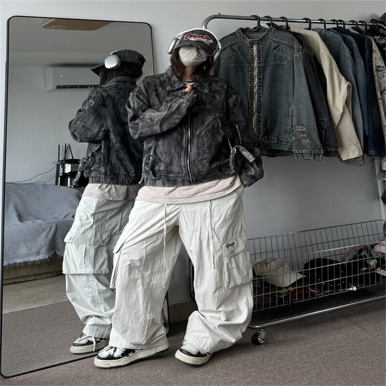 美式解构设计短款牛仔夹克外套男复古宽松休闲上衣春季JK1107-P95,男装夹克,星座1103-3