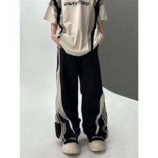 美式高街休闲裤男女三条杠直筒宽松垂感运动工装裤潮LYK377-P40，男装工装外套，星座1008