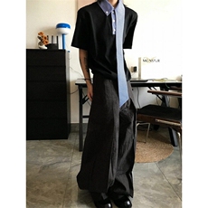 DXY247LL-P44美式领口拼接格子领带短袖t恤高级感痞帅半袖，男装T恤，星座1007（原301D）
