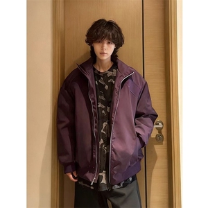 网图美式解构棒球棉服男冬季加厚廓形机能立领外套MY61049-特P78图片
