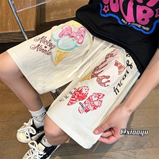 XZ616夏季趣味冰淇淋印花抽绳短裤休闲五分裤TY2481P35控48，男装牛仔裤，星座512A（原616）
