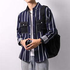 秋季流行男牛仔衬衣宽松休闲长袖衬衫外套XZ310B-3-CY955-P60，男装衬衫，星座310B-3
