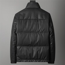 2023新款皮羽绒服男二层绵羊皮鹅绒皮夹克加厚外套韩版皮衣，男装皮衣，电商B360
