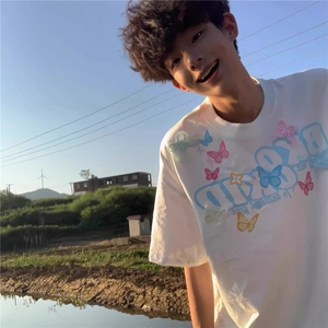 高级设计感短袖蝴蝶刺绣立体印花2025夏季新品T恤男女款减龄宽松图片