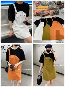 夏季新款 假两件连衣裙～,女装连衣裙,妮斯娜美