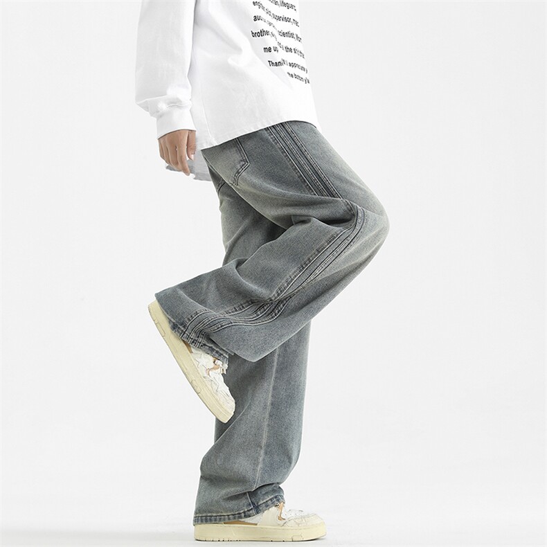 A320A-2507-特批45高品质时尚休闲潮流扎花阔腿牛仔裤，男装牛仔裤，电商A320A