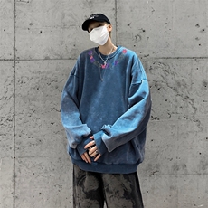 美式潮牌重磅水洗做旧圆领卫衣力推大码男XZ517A-BK5560-P58，男装卫衣，星座517A