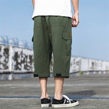 2021夏季新款日系大码亚麻休闲裤魔术贴中裤男七分裤K373-P35，男装休闲裤，电商A001
