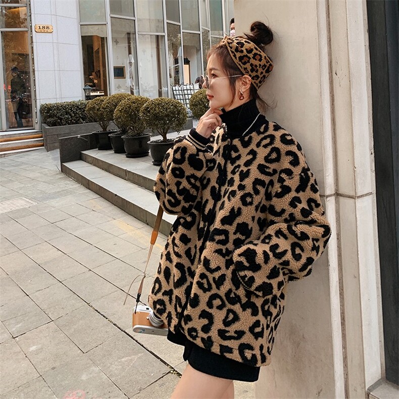 新品现货减龄羊羔毛外套ins风豹纹大衣款号1023-P165K228，女装皮草，浙宝305