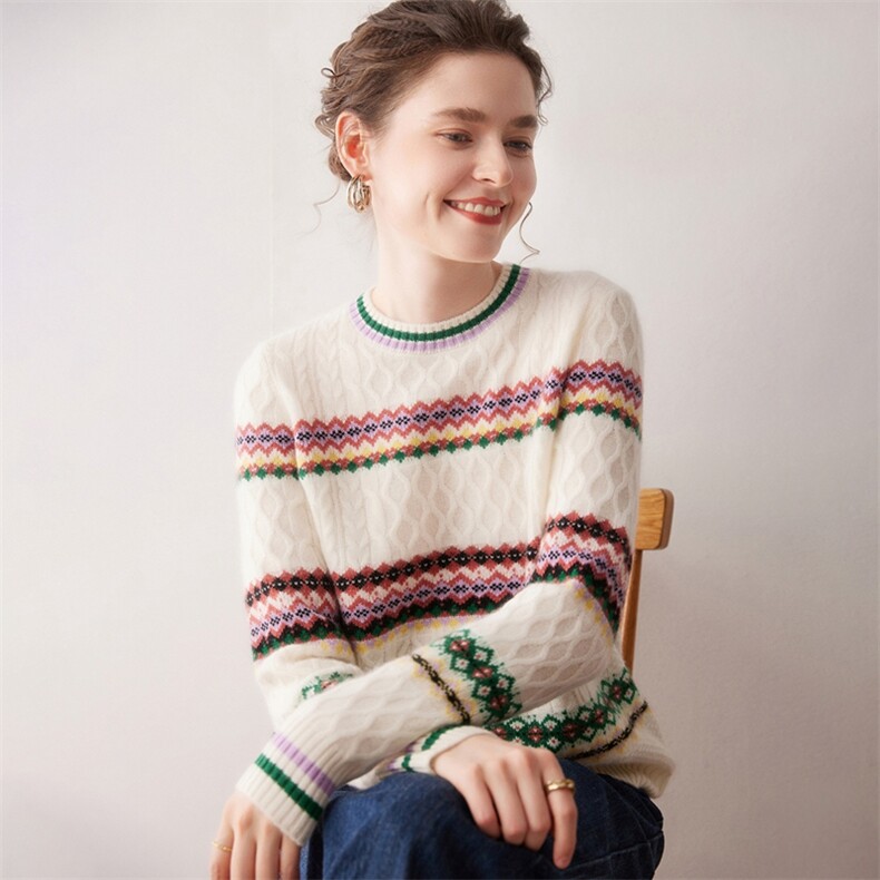 2025年秋季长袖常规款时尚百搭通勤圆领休闲，女装针织衫/毛衣，镁纯羊绒