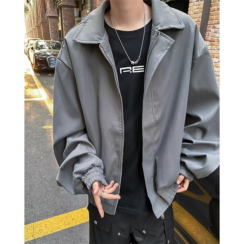 得物品质秋款男夹克衫行政夹克拉链外套有垫肩JK0847 P68图片