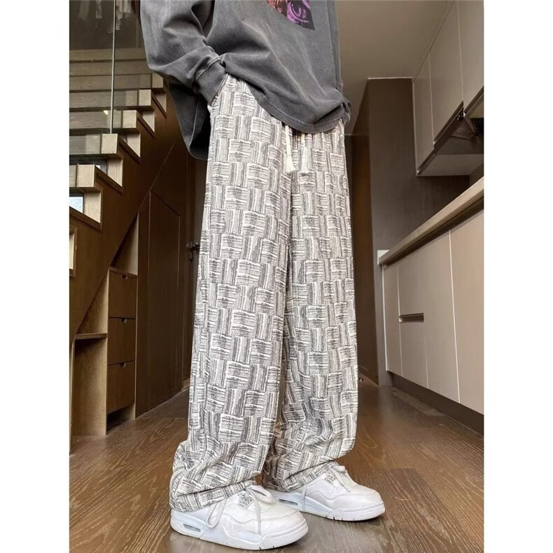 【现货】灯芯绒复古休闲卫裤男秋美式提花设计感直筒裤F69P29,男装休闲裤,星座1112-1