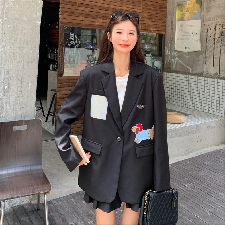 设计感小众休闲西装外套女2025年春秋季新款韩版复古显瘦西服上衣,女装西装,2C087
