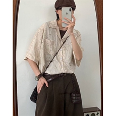 新中式短袖衬衫男高级感痞帅dk冰丝花衬衣巴洛克半袖外套C5208，男装T恤，星座1116A（原606A-3）