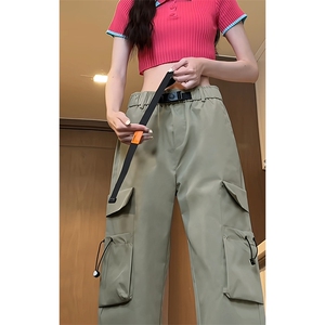 特批P35无差价2024秋季美式直筒工装长裤自带腰带束脚裤男K1229图片