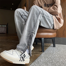 裤口拉链美式高街vibe牛仔裤设计感XZ310A-4-NZ09-P55，男装牛仔裤，星座310A-4