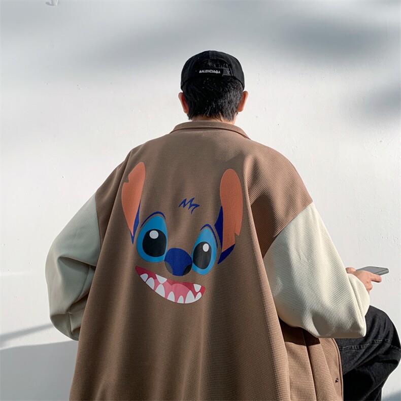 特P50限88华夫格撞色外套男发泡棒球服夹克男宽松上衣港风FJK218,男装夹克,电商B370