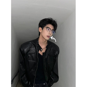 【有货】美式机车垫肩皮衣外套男高级感痞帅立领夹克3360CC-特P78图片